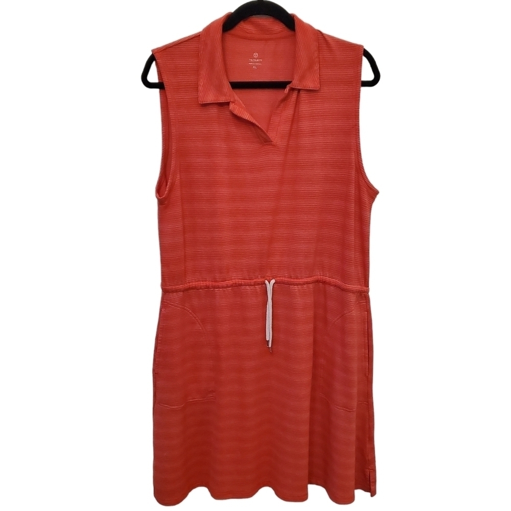 T by Talbots XL Rayon Blend Drawstring Collar Dress Stretchy Athleisure